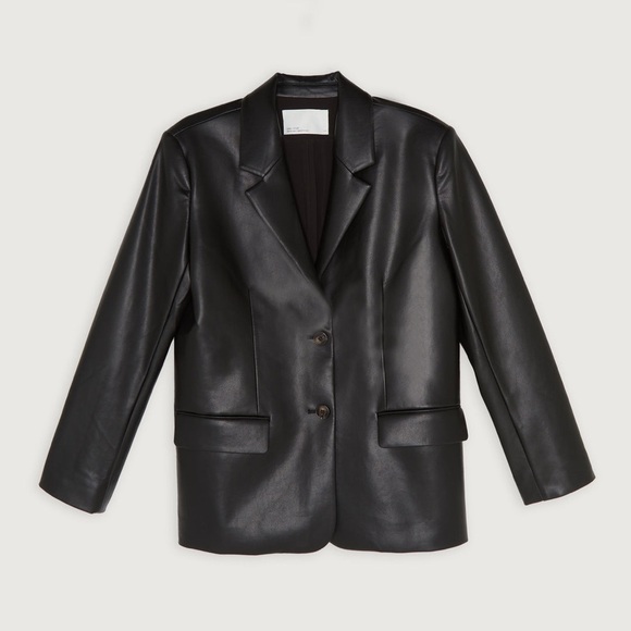 OAK + FORT Jackets & Blazers - OAK + FORT Classic Black Vegan Leather Women's Jacket (S)
